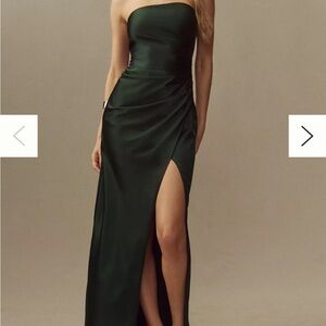 BHLDN Danielle Strapless Side-Slit Stretch Satin Maxi Dress